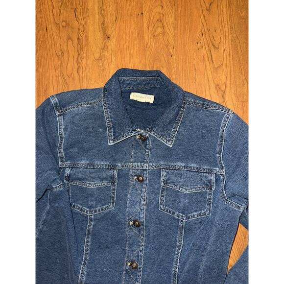 COLDWATER CREEK Jean Jacket Women’s Petite PM Blue Stretch Denim Boho EUC - Picture 3 of 4